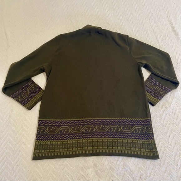 VTG Lennie brand green mock neck sweater with purple and green patterns L Women - Picture 8 of 10